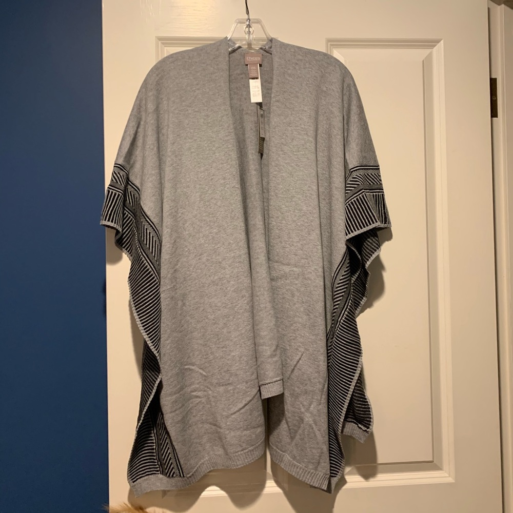 Chico’s gray and black poncho